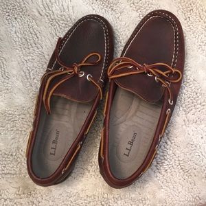 L.L.Bean dark brown leather boat shoes